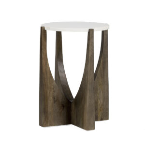 Mesa Auxiliar 45x45x62 Madera/Mármol -- Marrón/Blanco