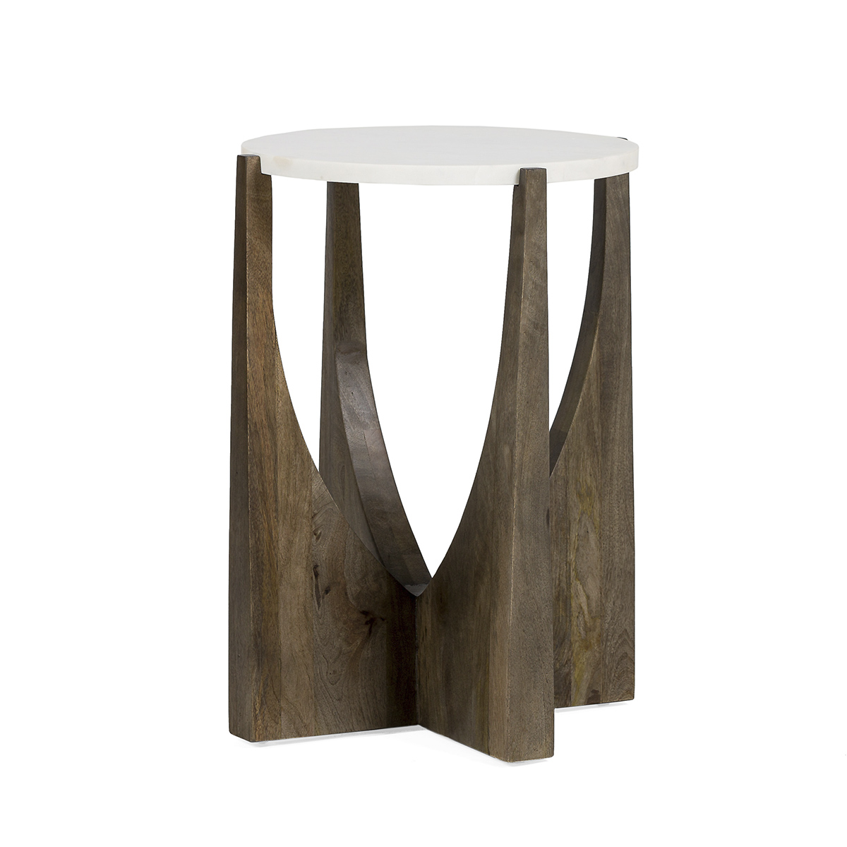 Mesa Auxiliar 45x45x62 Madera/Mármol -- Marrón/Blanco