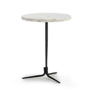 Mesa Auxiliar 46x46x58 Mármol Blanco/Metal Negro
