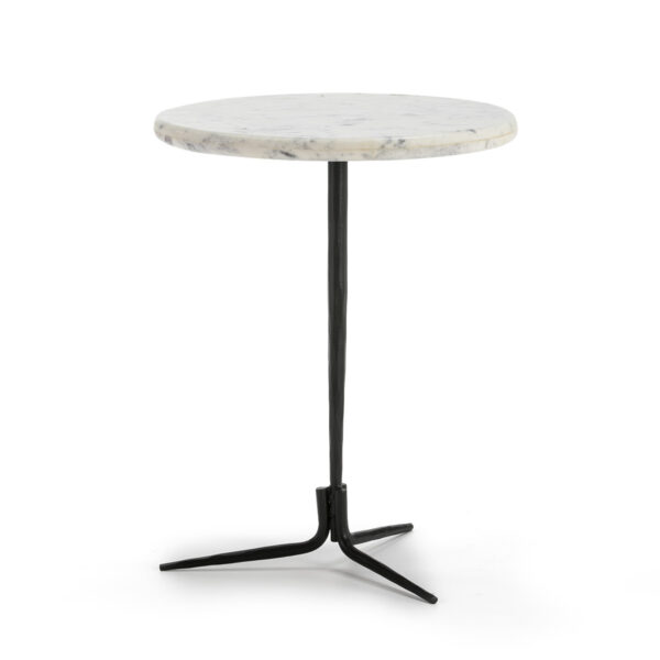Mesa Auxiliar 46x46x58 Mármol Blanco/Metal Negro