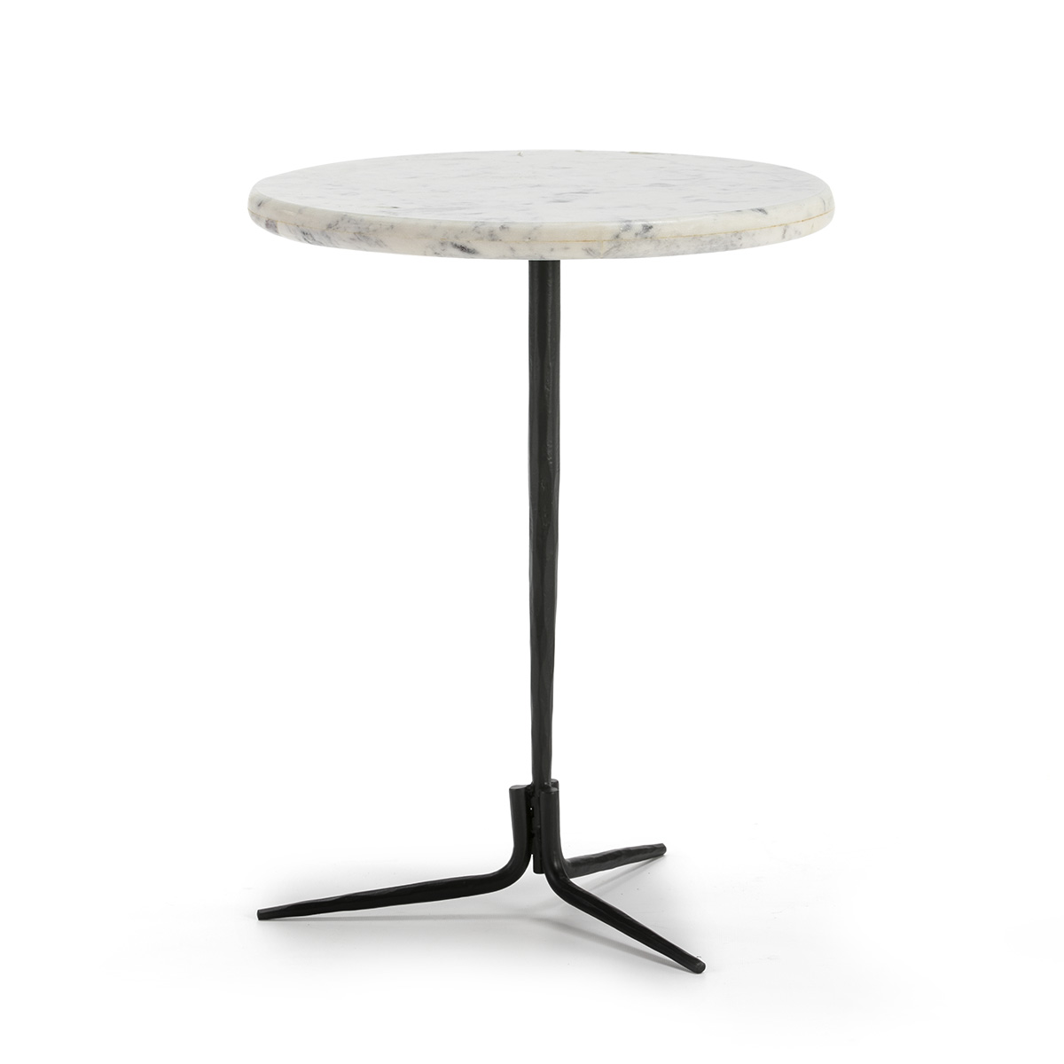 Mesa Auxiliar 46x46x58 Mármol Blanco/Metal Negro