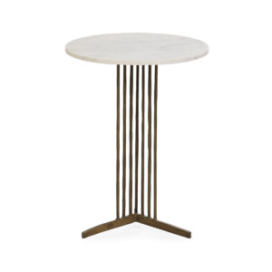 Mesa Auxiliar 46x46x61 Metal/Mármol -- Dorado Antique/Blanco