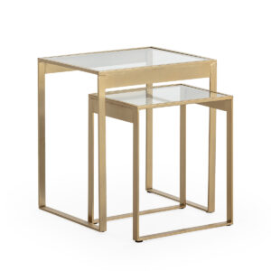 Mesa Auxiliar 50x40x56/40x30x46 Metal/Cristal -- Dorado