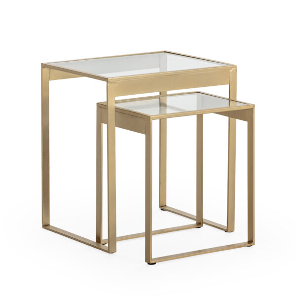 Mesa Auxiliar 50x40x56/40x30x46 Metal/Cristal -- Dorado