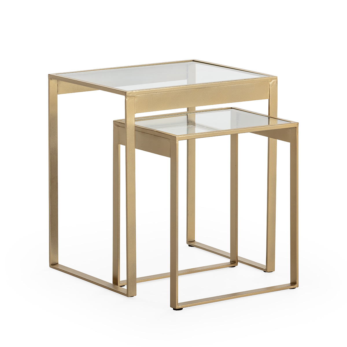 Mesa Auxiliar 50x40x56/40x30x46 Metal/Cristal -- Dorado