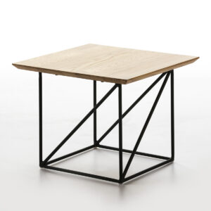 Mesa Auxiliar 50x50x40 Madera Natural/Metal Negro