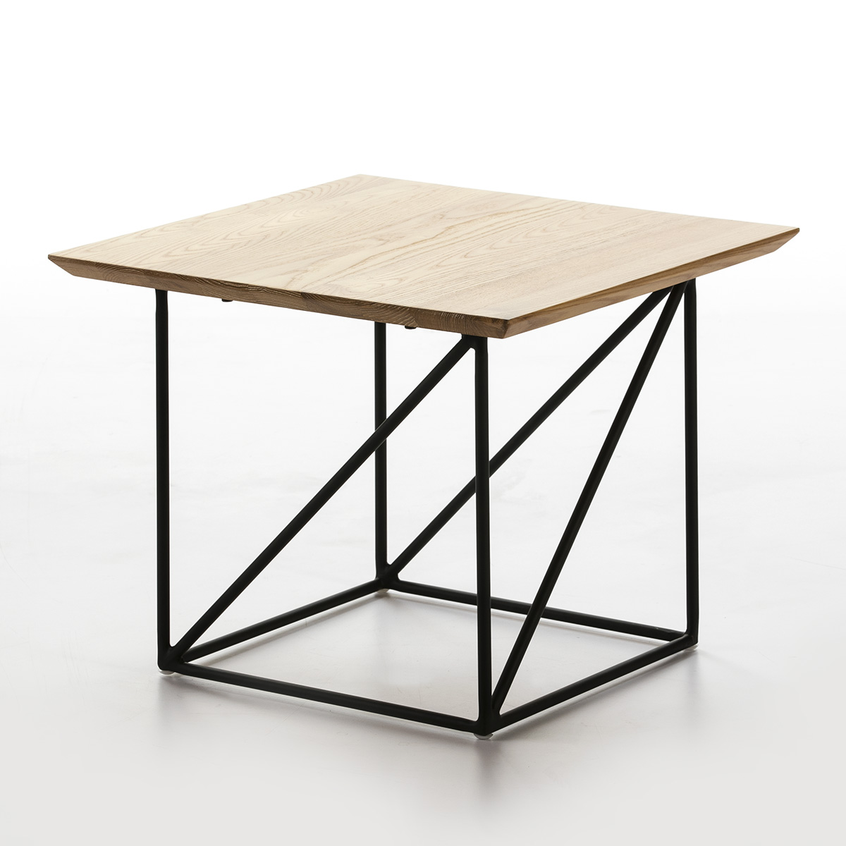 Mesa Auxiliar 50x50x40 Madera Natural/Metal Negro