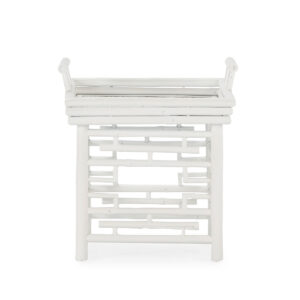 Mesa Auxiliar 50x50x45 Bambú/Ratán -- Blanco