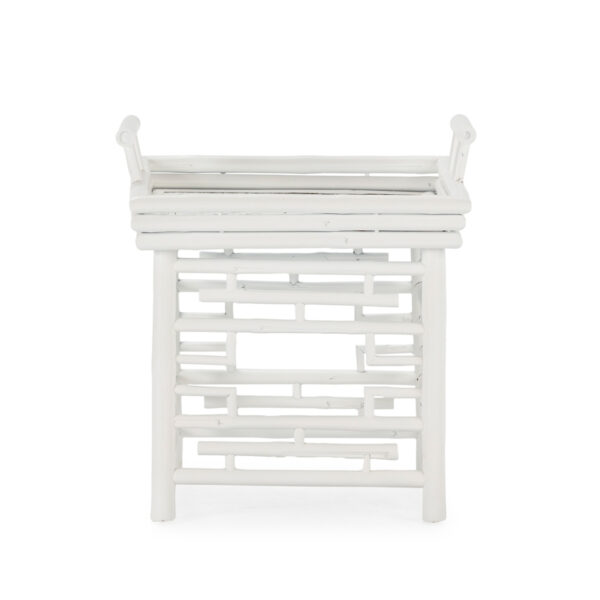 Mesa Auxiliar 50x50x45 Bambú/Ratán -- Blanco