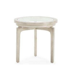 Mesa Auxiliar 50x50x48 Madera de Cedro/Cristal -- Blanco Velado