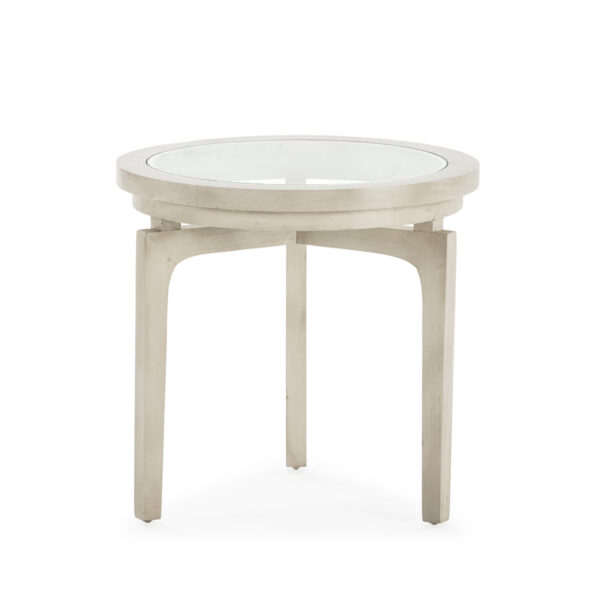 Mesa Auxiliar 50x50x48 Madera de Cedro/Cristal -- Blanco Velado