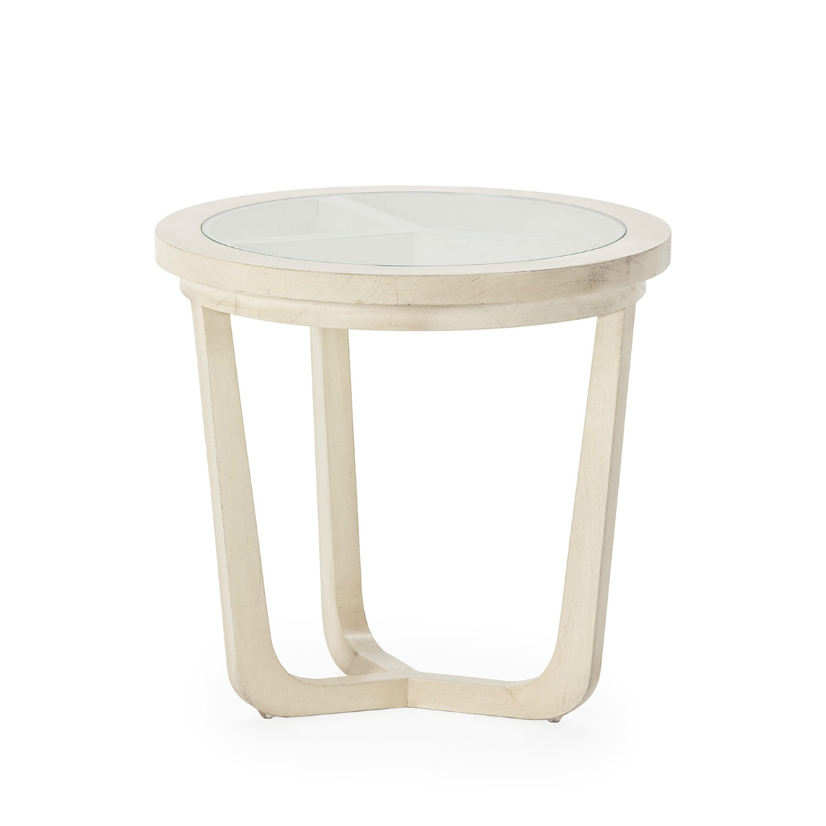 Mesa Auxiliar 50x50x48 Madera de Cedro/Cristal -- Blanco Velado