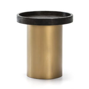 Mesa Auxiliar 50x50x55 Madera Marrón Oscuro/Metal Dorado