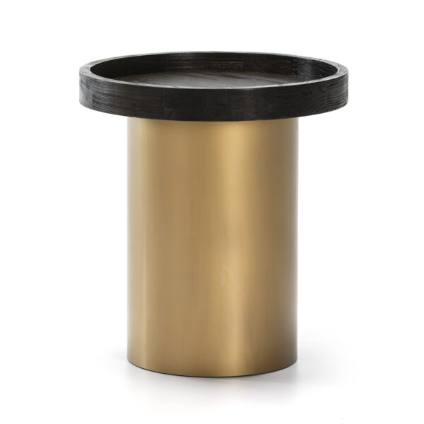 Mesa Auxiliar 50x50x55 Madera Marrón Oscuro/Metal Dorado