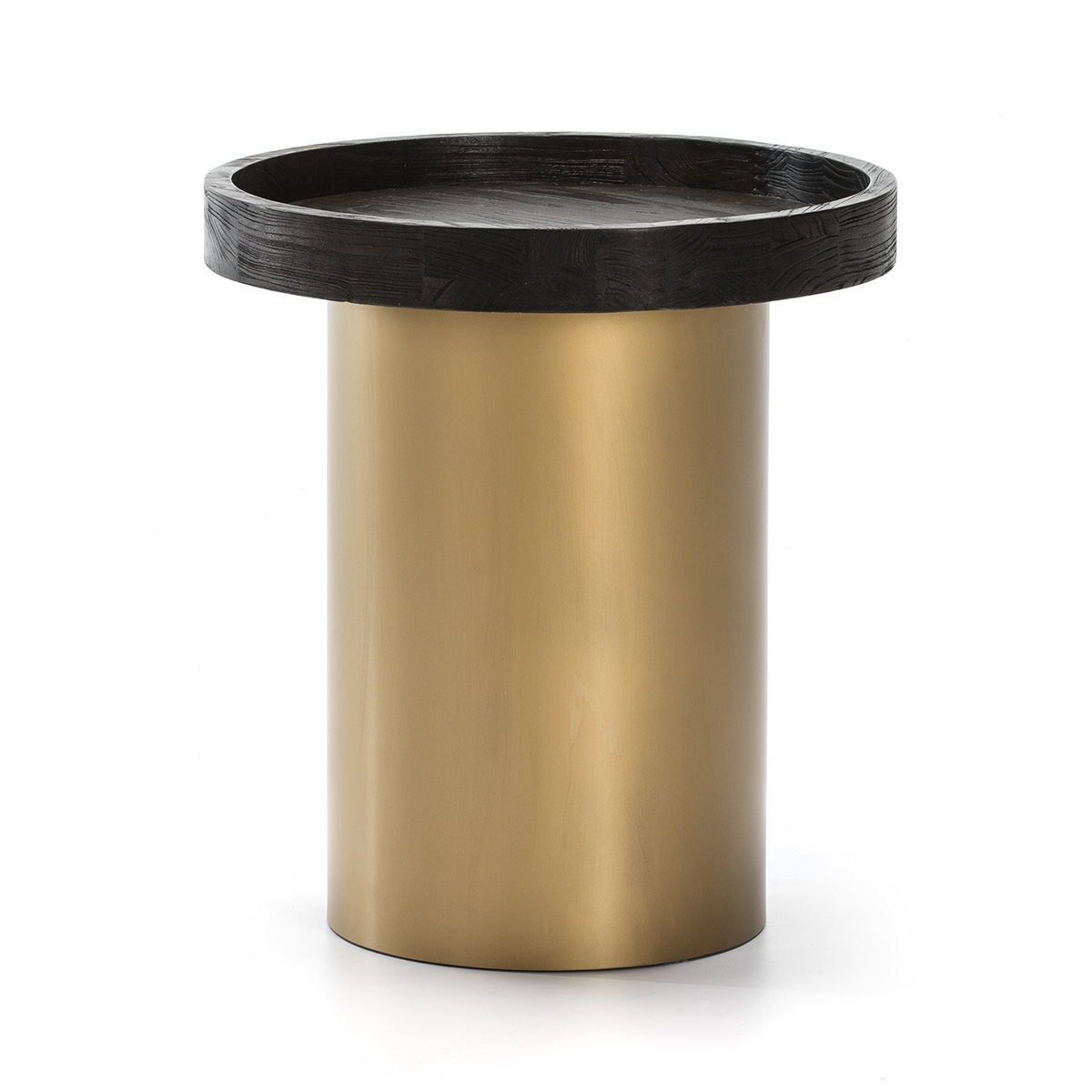 Mesa Auxiliar 50x50x55 Madera Marrón Oscuro/Metal Dorado