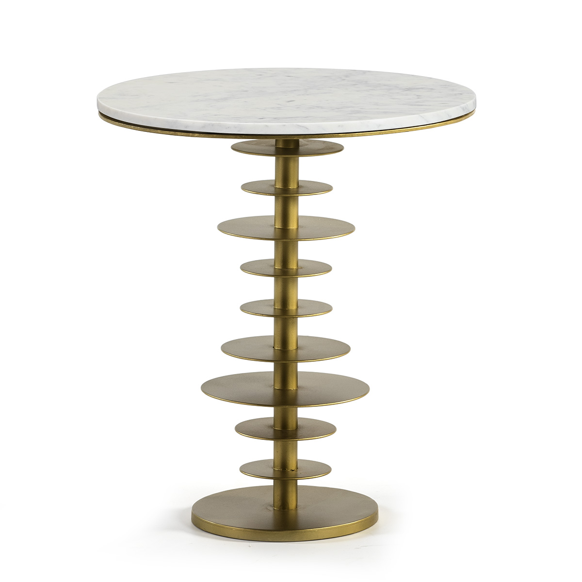Mesa Auxiliar 50x50x58 Mármol Blanco/Metal Dorado