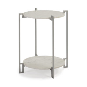 Mesa Auxiliar 50x50x60 Mármol Blanco/Metal Plateado