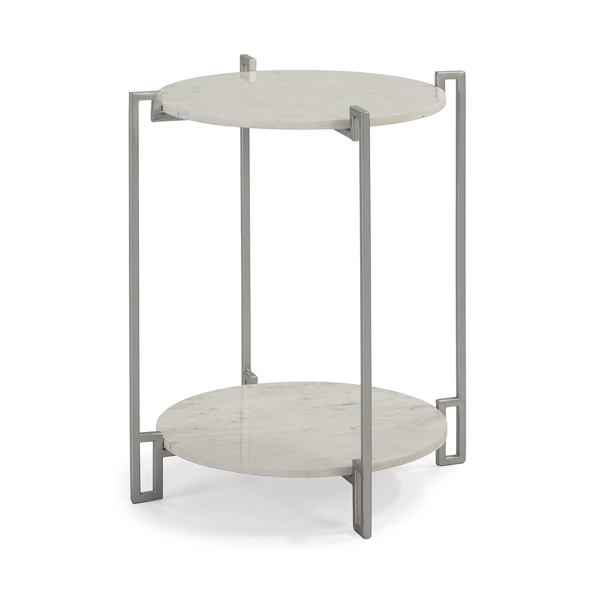 Mesa Auxiliar 50x50x60 Mármol Blanco/Metal Plateado