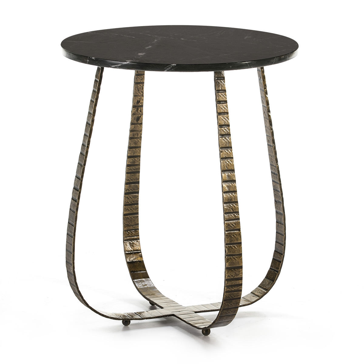 Mesa Auxiliar 50x50x62 Mármol Negro/Metal Dorado