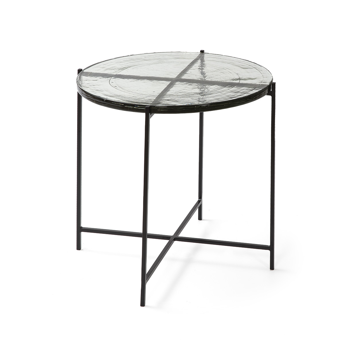 Mesa Auxiliar 51x51x51 Vidrio Rústico/Metal Negro