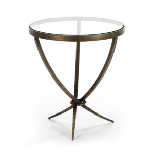 Mesa Auxiliar 51x51x56 Cristal/Metal Dorado Antique