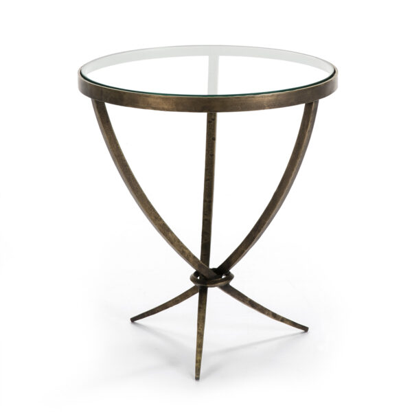 Mesa Auxiliar 51x51x56 Cristal/Metal Dorado Antique