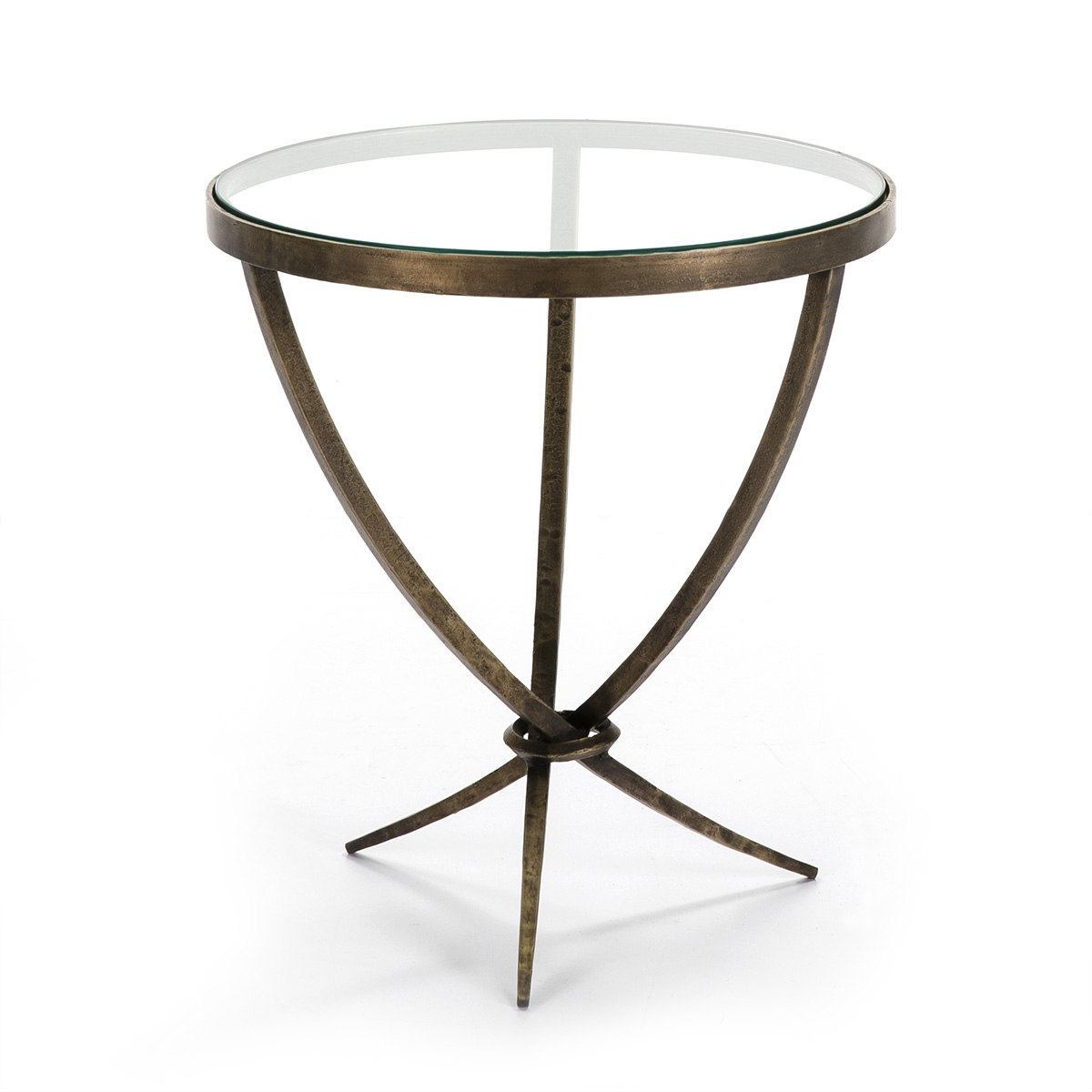 Mesa Auxiliar 51x51x56 Cristal/Metal Dorado Antique