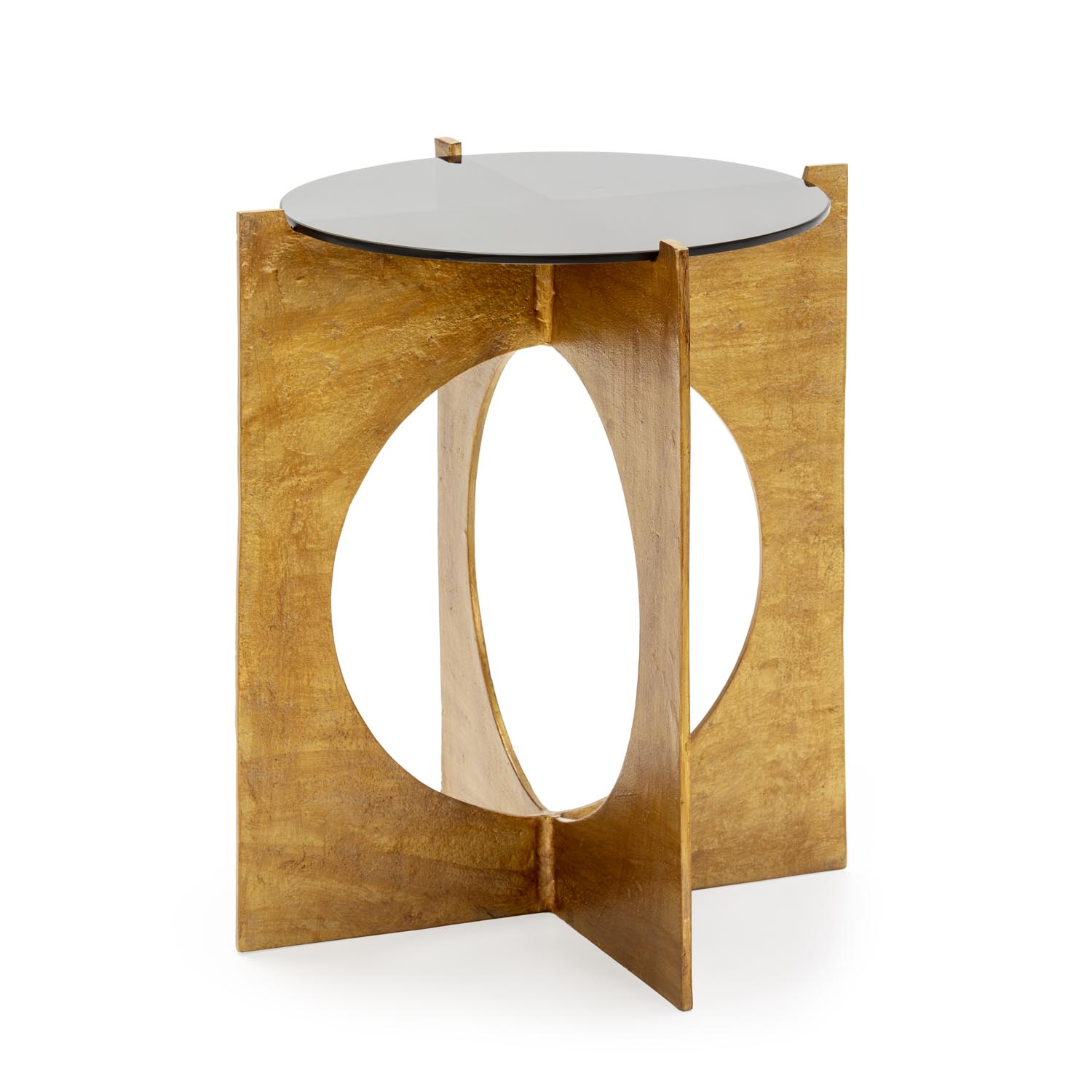 Mesa Auxiliar 51x51x56 Metal/Cristal Dorado/Negro