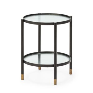 Mesa Auxiliar 51x51x56 Metal/Cristal Negro/Latón/Transparente