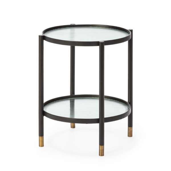 Mesa Auxiliar 51x51x56 Metal/Cristal Negro/Latón/Transparente