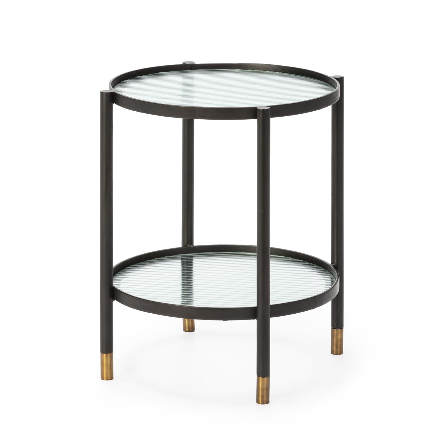 Mesa Auxiliar 51x51x56 Metal/Cristal Negro/Latón/Transparente