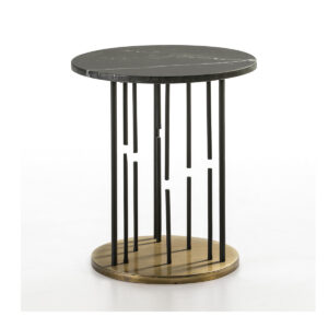 Mesa Auxiliar 51x51x58 Mármol Negro/Metal Dorado/Negro