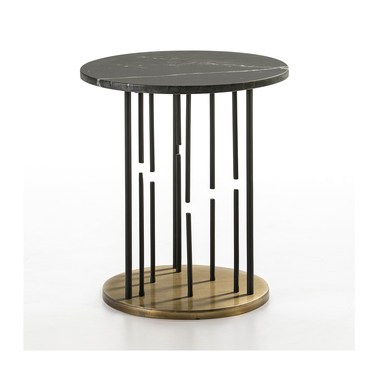 Mesa Auxiliar 51x51x58 Mármol Negro/Metal Dorado/Negro