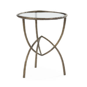 Mesa Auxiliar 51x51x61 Cristal/Metal Dorado Antique