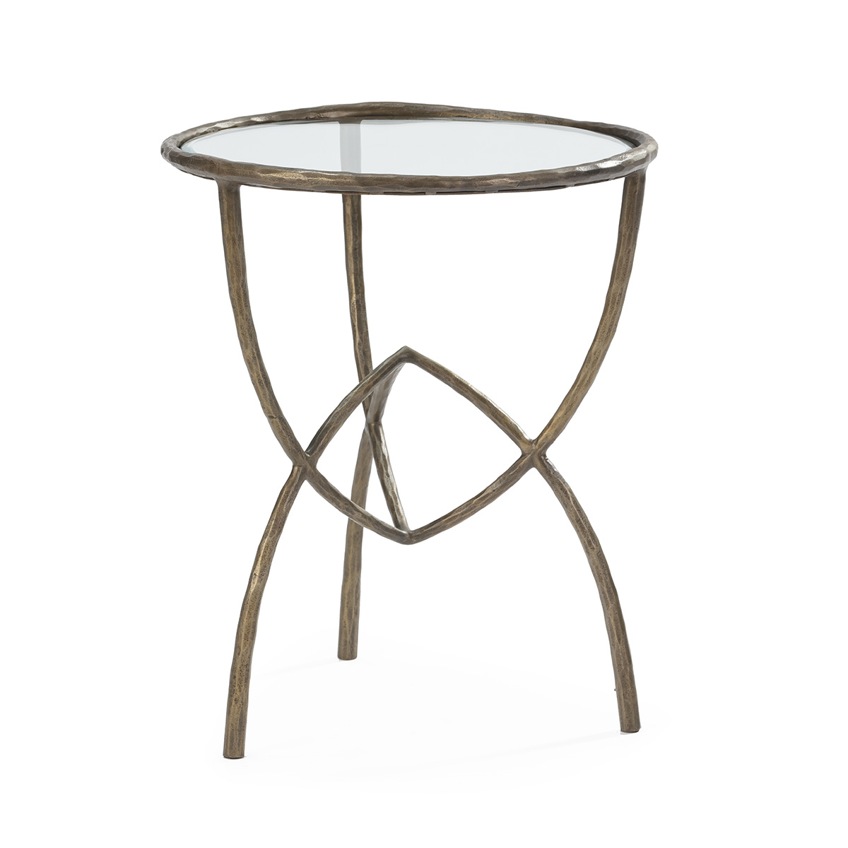 Mesa Auxiliar 51x51x61 Cristal/Metal Dorado Antique