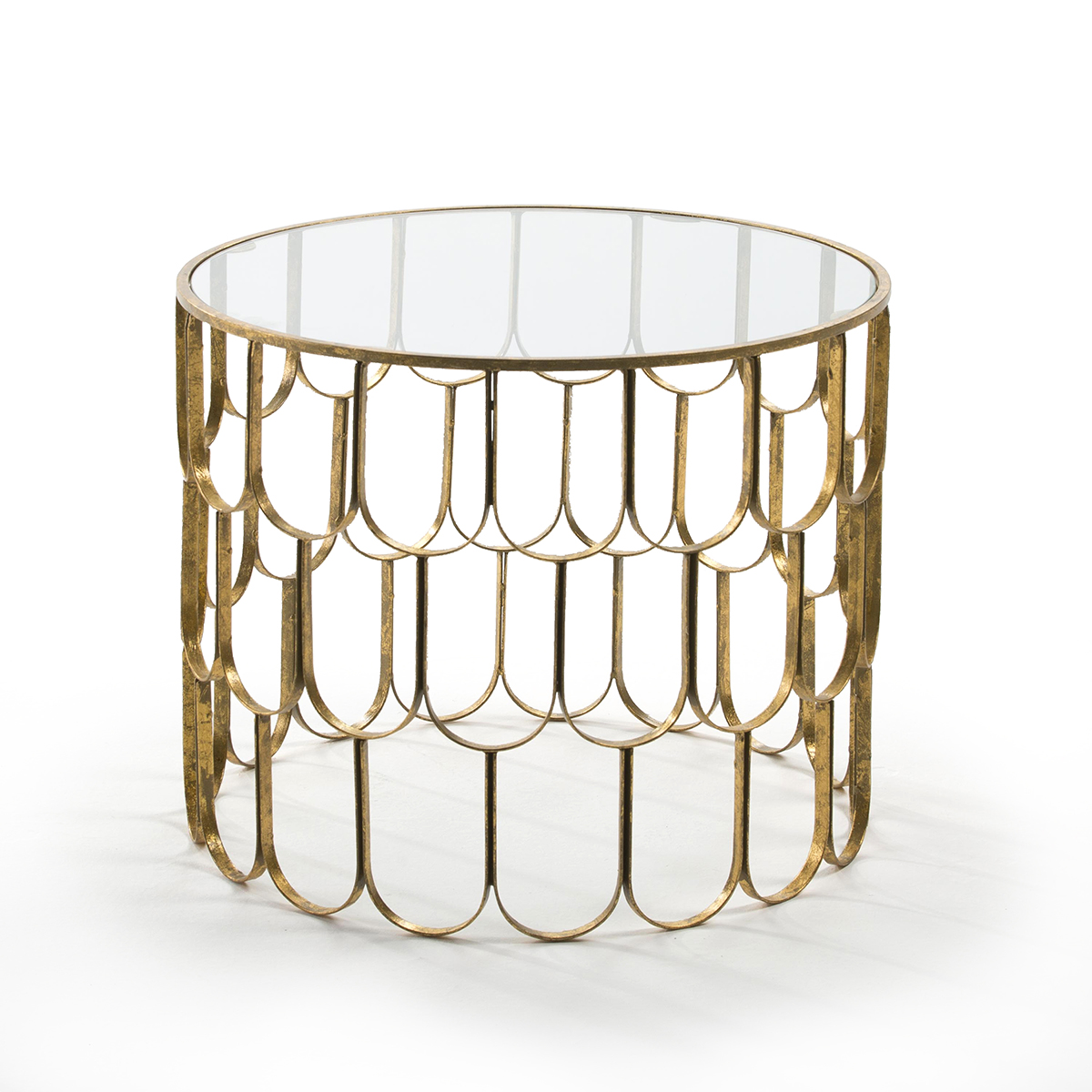 Mesa Auxiliar 54x54x43 Cristal/Metal Dorado