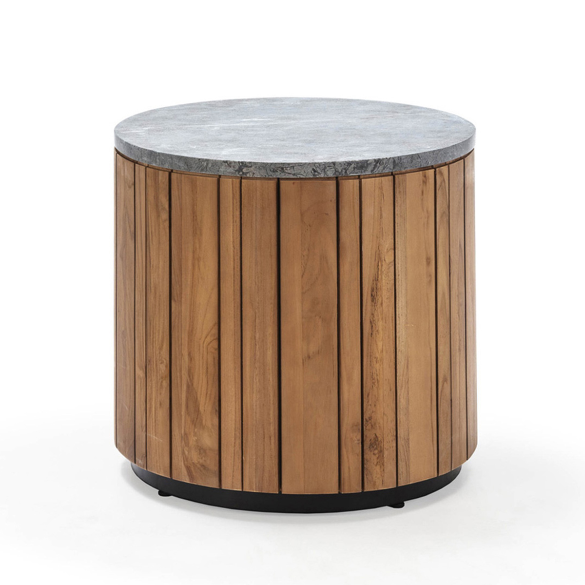 Mesa Auxiliar 54x54x50 Madera de Teca/Piedra Marrón/Gris