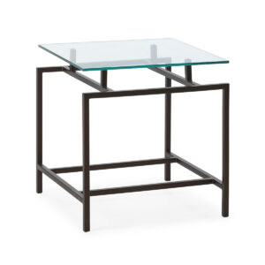 Mesa Auxiliar 55x55x59 Metal/Cristal Templado -- Bronce Envejecido