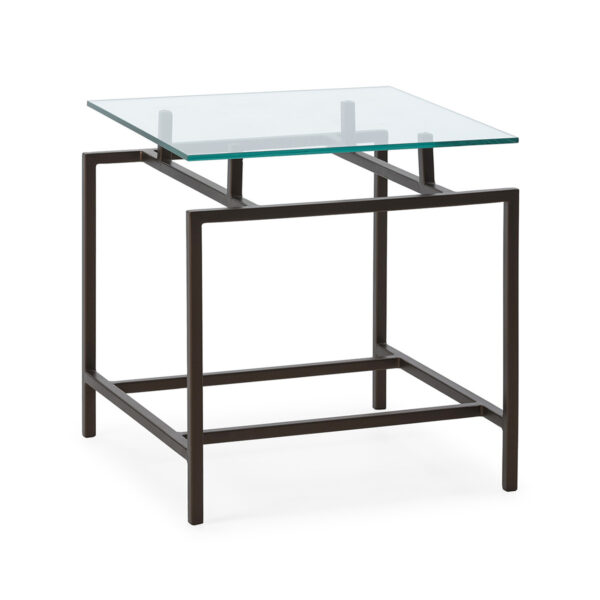 Mesa Auxiliar 55x55x59 Metal/Cristal Templado -- Bronce Envejecido