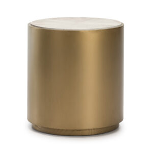 Mesa Auxiliar 55x55x61 Madera Blanco/Metal Dorado