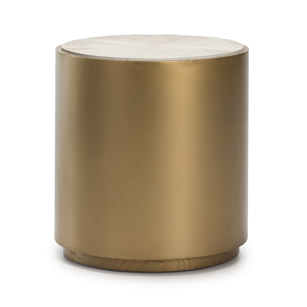 Mesa Auxiliar 55x55x61 Madera Blanco/Metal Dorado