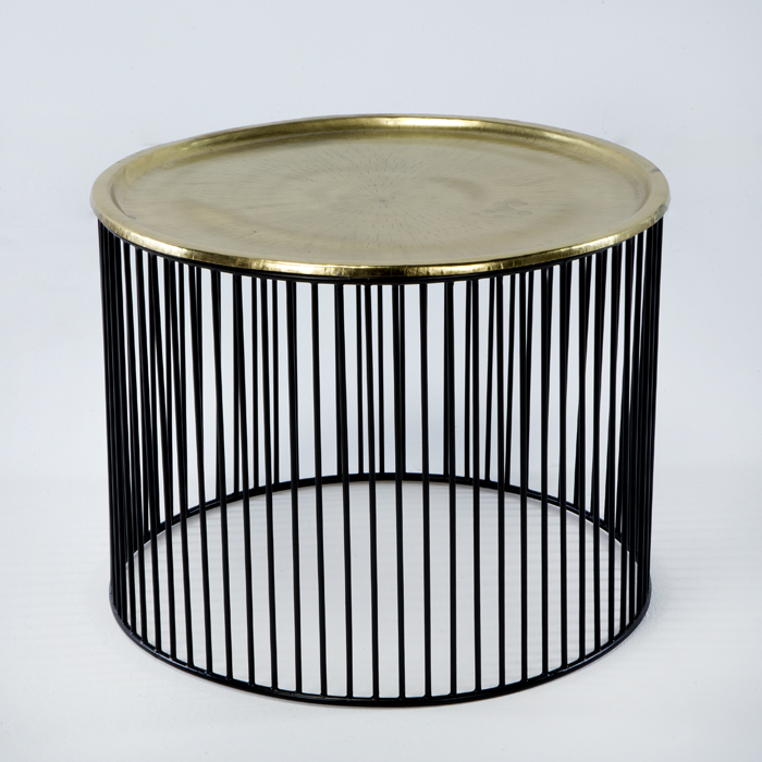 Mesa Auxiliar 56x56x42 Hierro Negro/Dorado