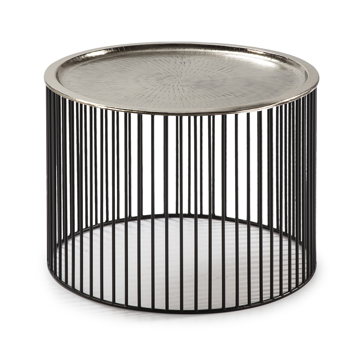Mesa Auxiliar 56x56x42 Hierro Negro/Plata