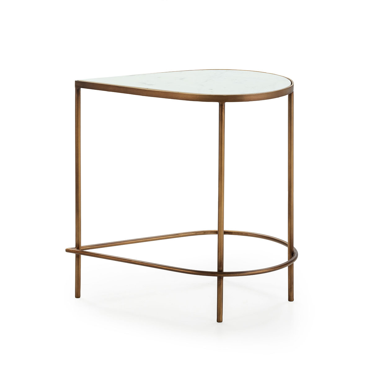 Mesa Auxiliar 60x40x60 Metal/Mármol Dorado/Blanco