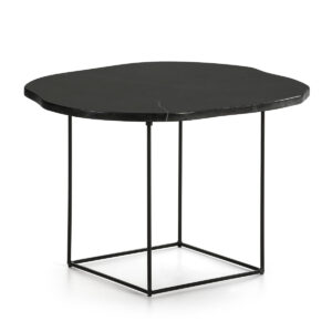 Mesa Auxiliar 60x50x40 Mármol Negro Mate/Metal Negro