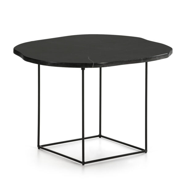 Mesa Auxiliar 60x50x40 Mármol Negro Mate/Metal Negro