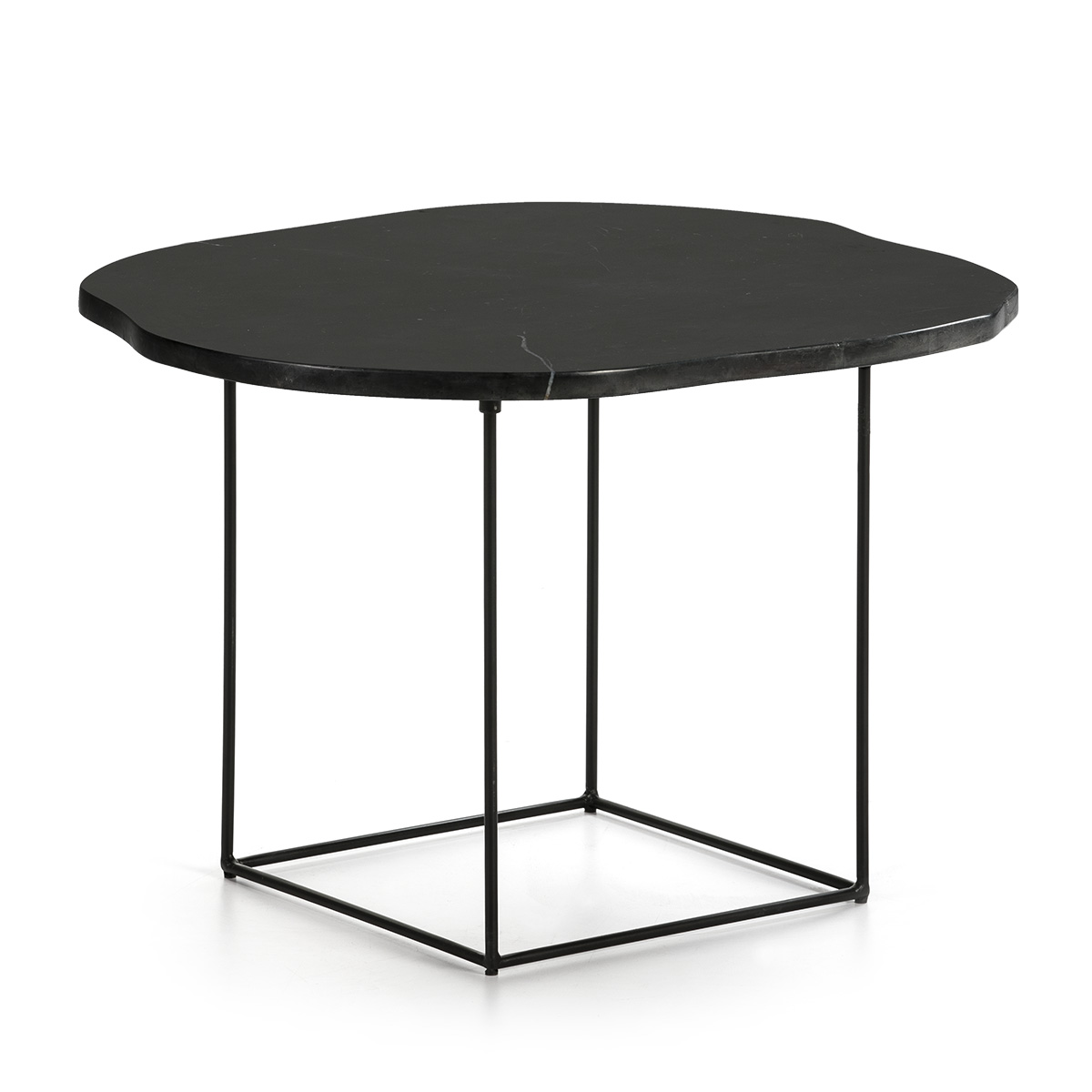 Mesa Auxiliar 60x50x40 Mármol Negro Mate/Metal Negro