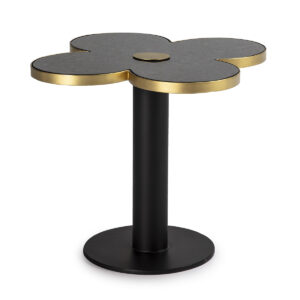 Mesa Auxiliar 60x60x50 Granito Negro/Metal Dorado/Negro