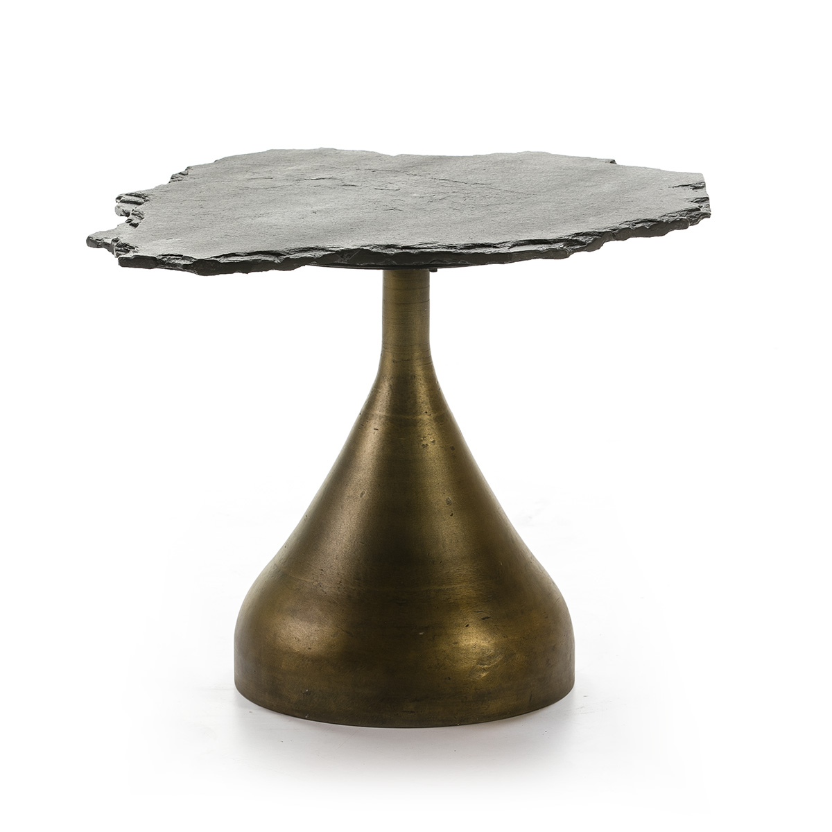 Mesa Auxiliar 60x60x50 Metal Dorado/Piedra Negro