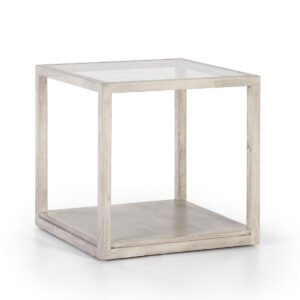 Mesa Auxiliar 60x60x60 Cristal/Madera Gris Velado